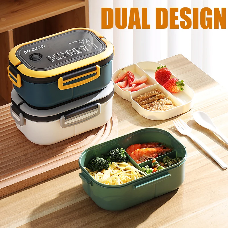 Детский портативный двухслойный Ланч-бокс герметичная шкатулка для студентов с