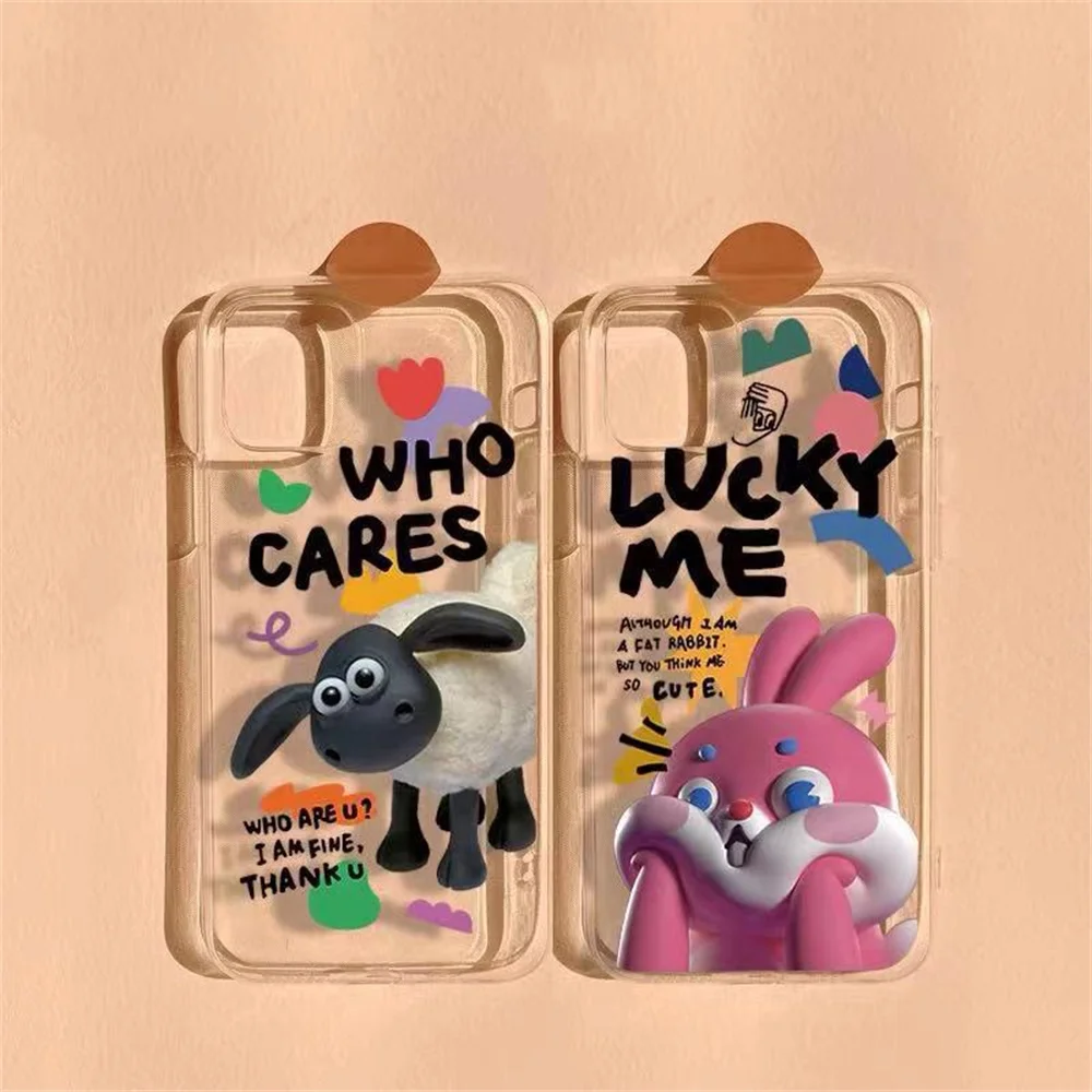 

Cute Rabbit Cartoon Sheep Protective Case for Apple 14promax 11p xr xsmax Transparent Silicone Phone Case