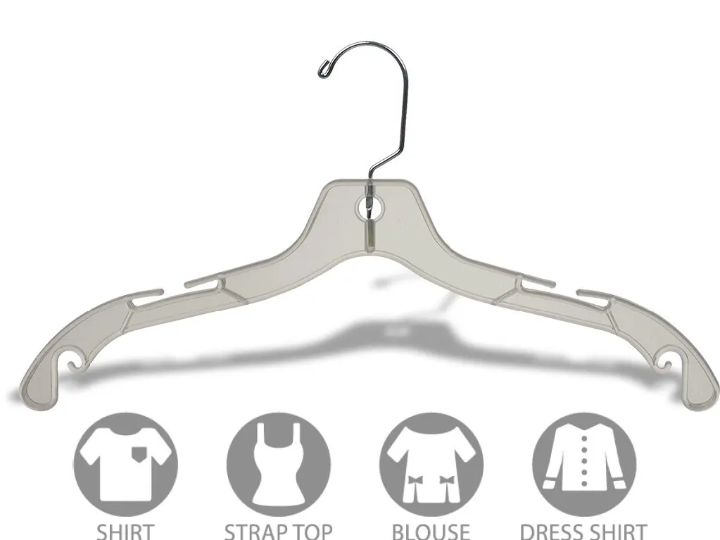 

Hanger Clear Plastic 4-Notches Top Hanger, 100 Pack