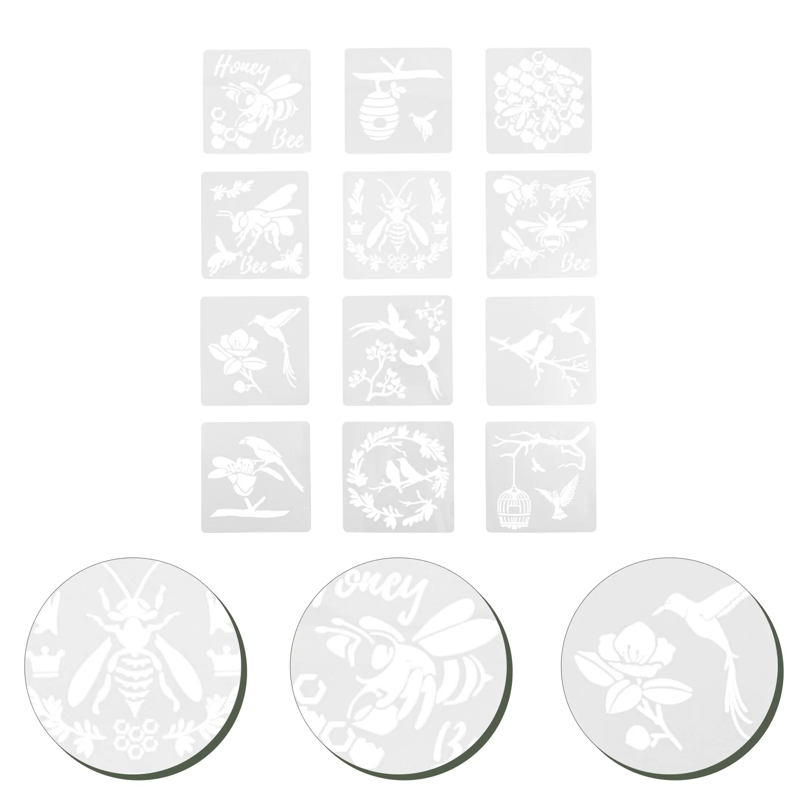 

12 Sheets Reusable Templates Square Drawing Stencils Decorative Stencils Hollow-out Painting Stencils for Painting Home Children