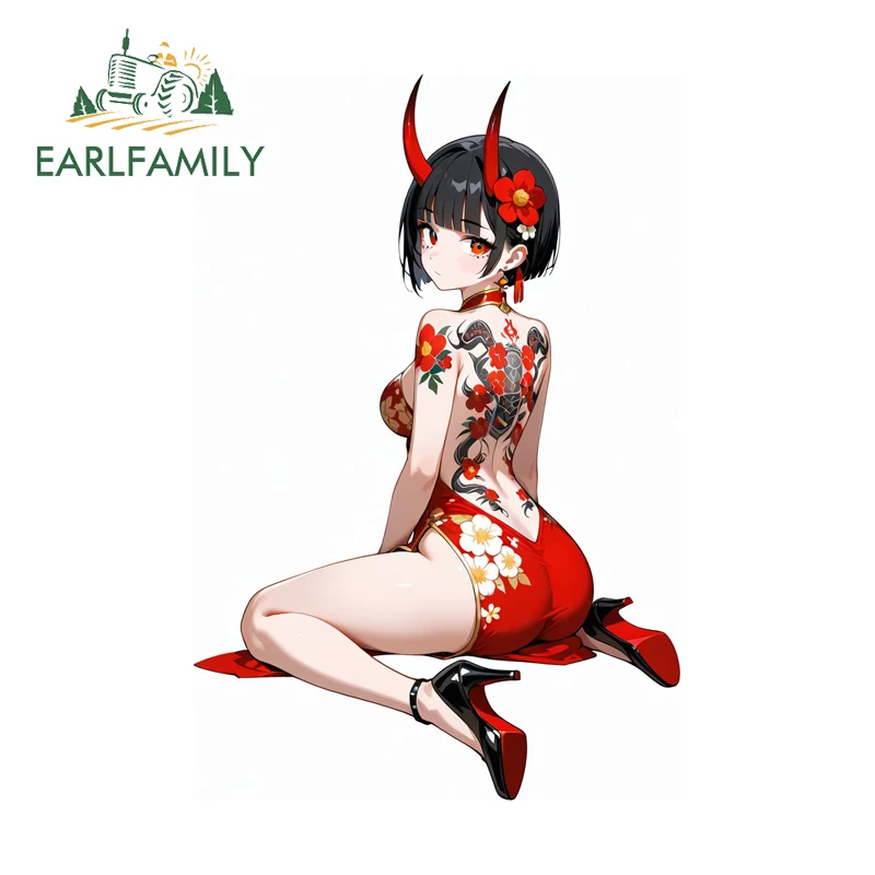 

EARLFAMILY японская татуировка для девочек, автомобильные наклейки, сексуальная гейша, задница, мотоциклетная солнцезащитная наклейка, аксессуары для каравана, декор