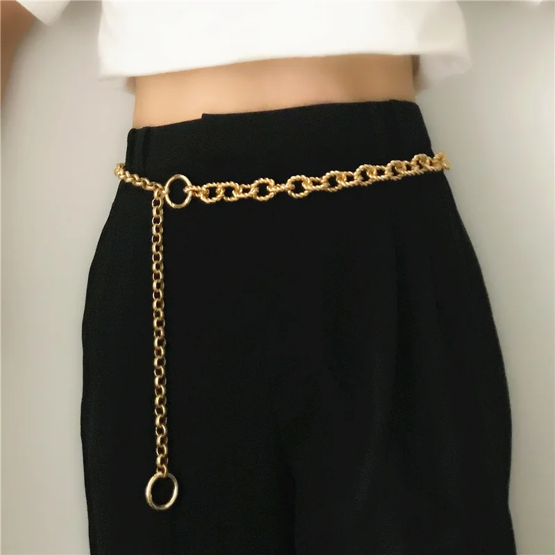 Metal Chain Belts for Women Luxury Designer Brand Gold Corset Tassel Dresses Punk Fringe Waist Belts Female Skinny Waistband