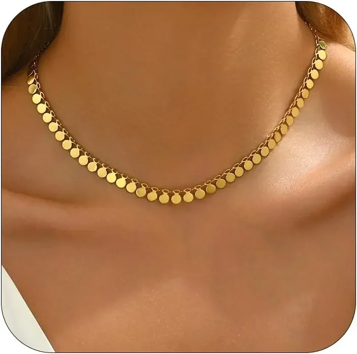 18-каратное золотое ожерелье для женщин изящная круглая монета звезда милое