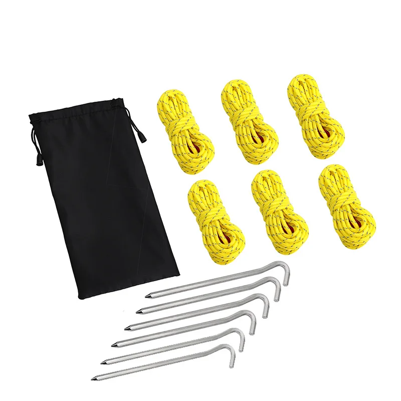 

Tent Accessories Outdoor Camping Reflective Tent Rope Nail Set with Rope Buckle Storage Bag Camping Accessories