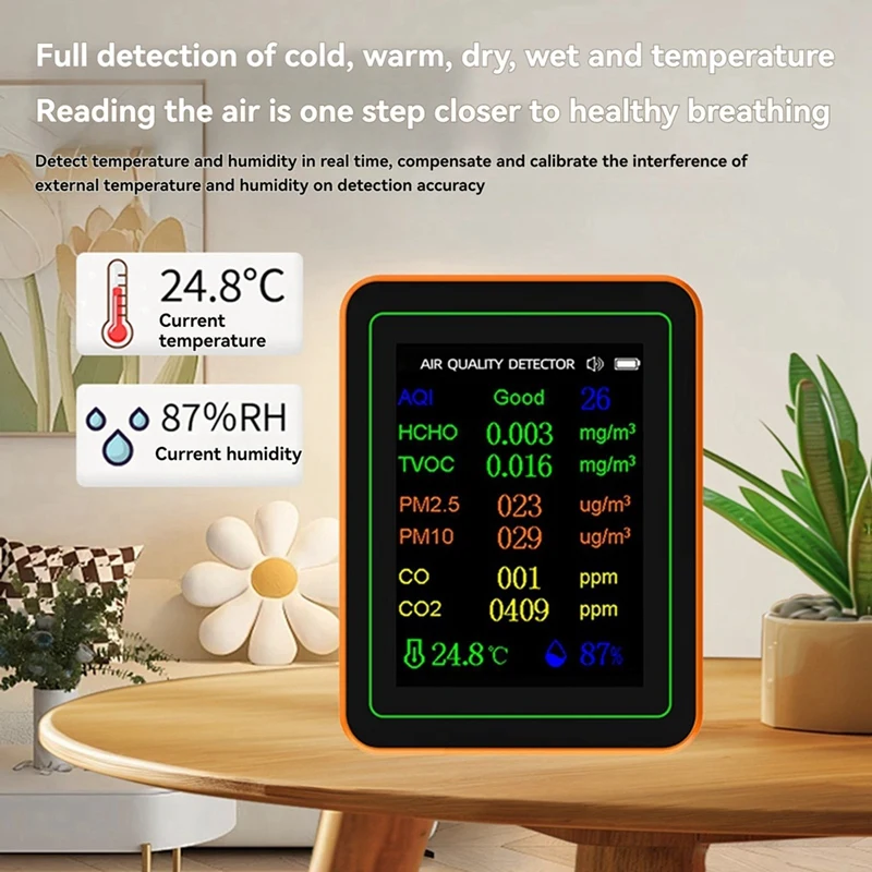 10 в 1 монитор качества воздуха AQI HCHO TVOC PM2.5 PM10 CO CO2 тестер температуры и влажности