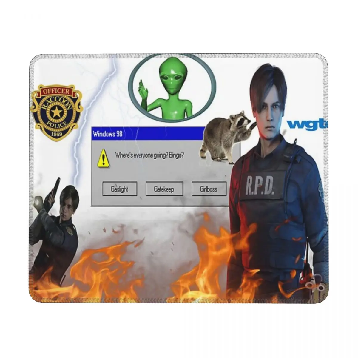 Коврик для мыши Leon Kennedy Gaslighting Gatekeeping и Girlbossing нескользящий коврик ноутбука