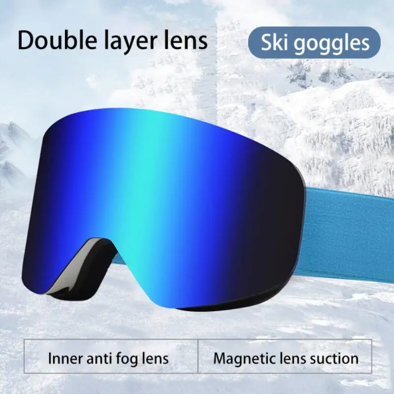

Лыжные очки с магнитными двухслойными поляризованными линзами, незапотевающие очки UV400 для катания на лыжах и сноуборде для мужчин и женщин, лыжный Чехол для очков