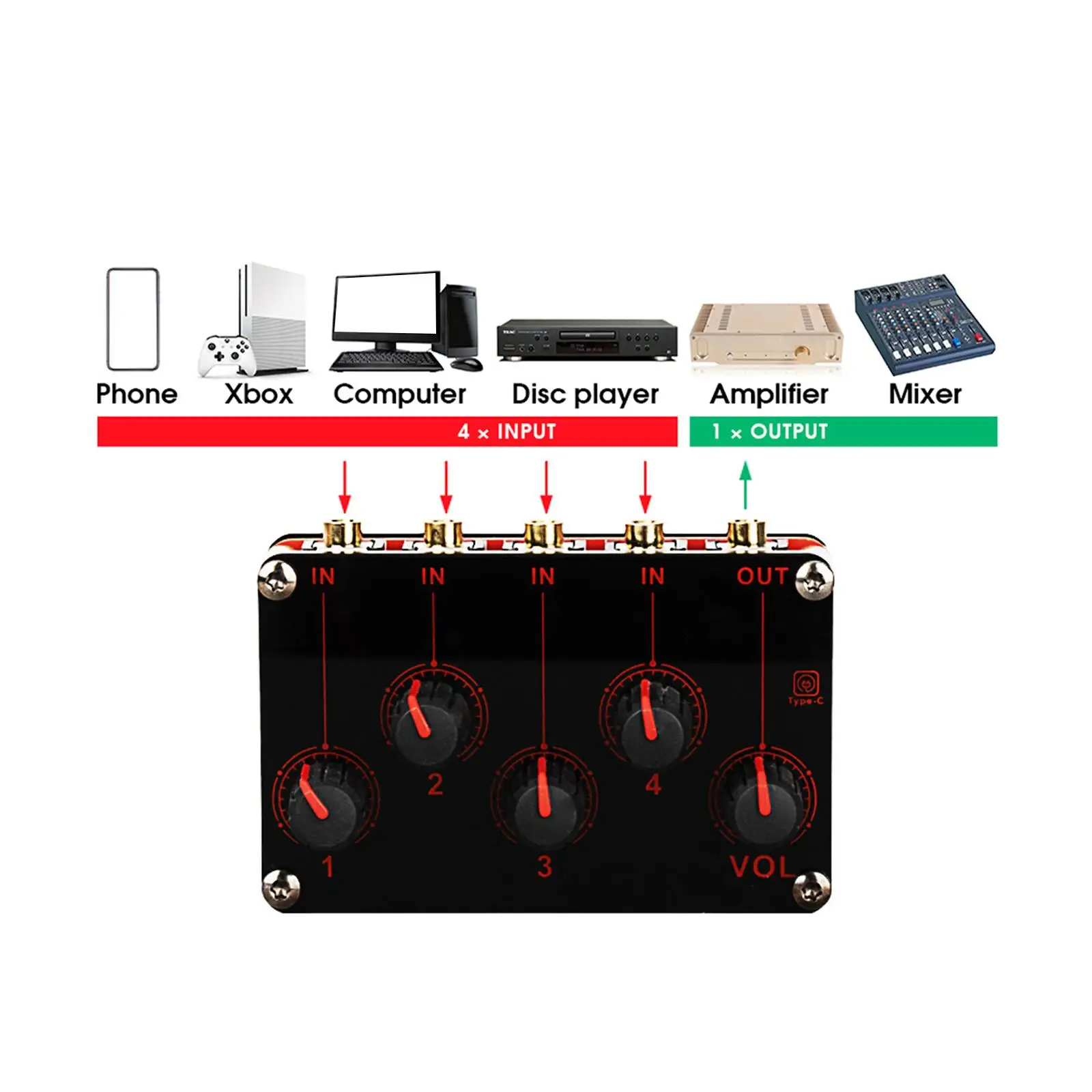 Мини-аудиомикшер стереодиспенсер для гитар басовых клавиатур