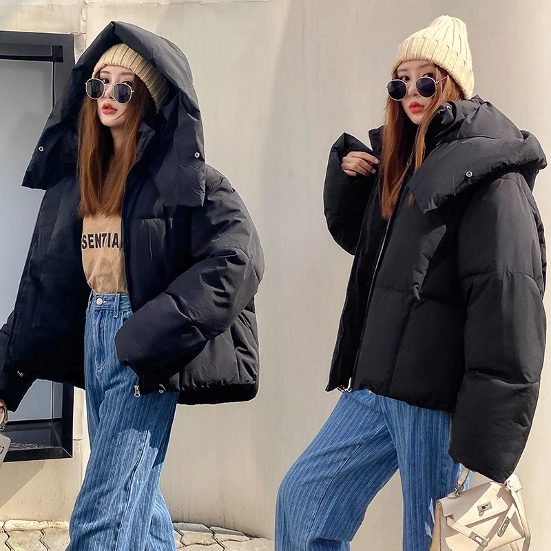 Winter Jacket Women's Jacket Women's Warm Fashion Candy Color Jacket Long Thick Parka Coat Korean Loose Hooded Jacket 2022 New