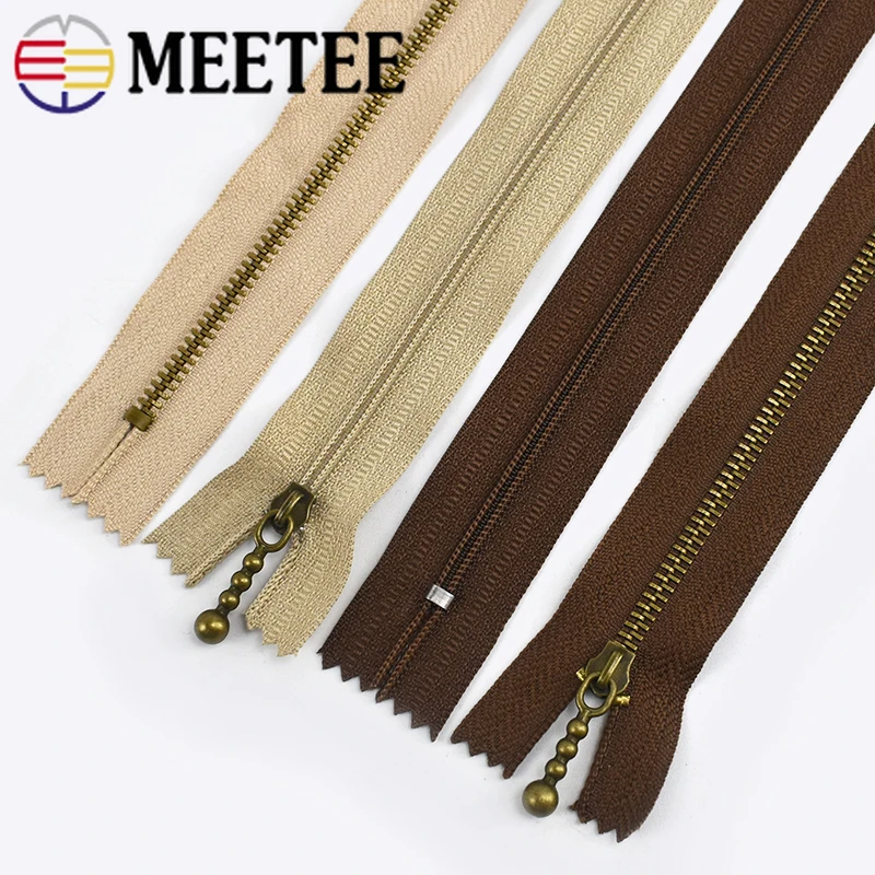 20pcs Meetee 3# Bronze Metal Zippers 15/20/30/40cm Closed-end Auto-lock Zip for Bags Purse Clothing Pocket Sewing Accessories | Дом и сад