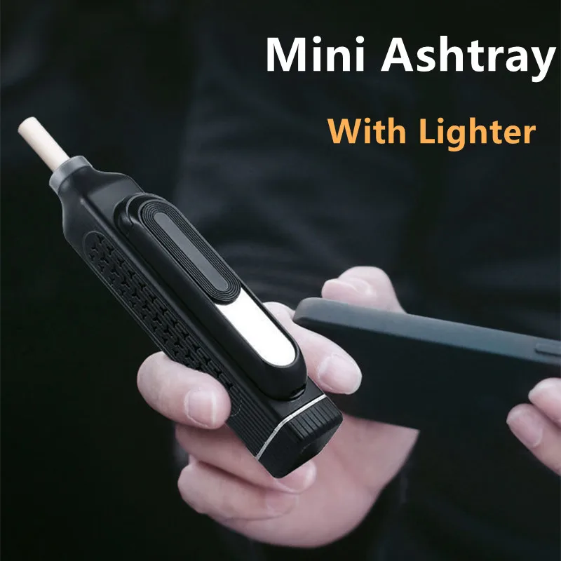 

Handheld Mini Ashtray Outdoor Portable Car Cigarett Ashtrays with Cigarette Lighter Pocket Anti Soot-flying Cigarette Covers