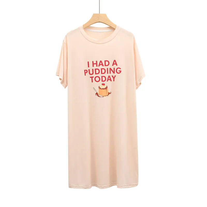 New Pajamas for Women's Summer Nightgowns Sweet Cartoon Cake Skirt Large Size Home Service Can Be Worn Outside Casual Sleepwear
