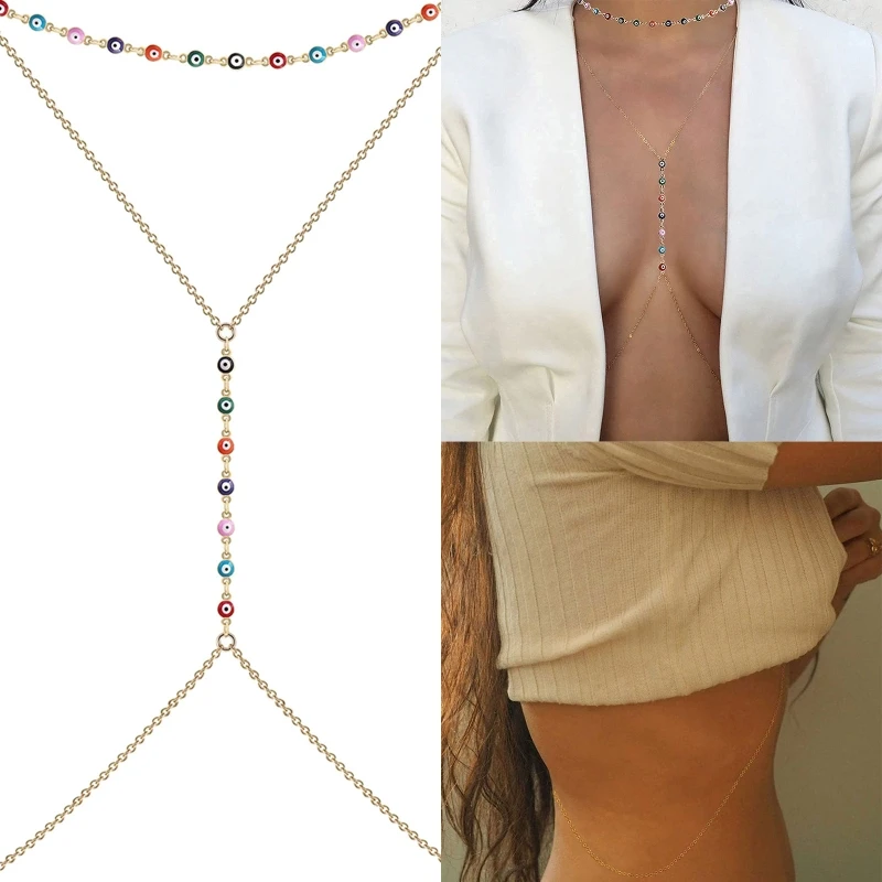 

Devil's Eye Chest Chain Bikini Belly Chains Waist Chains Female Body Jewelry Fashion Beach Simple Necklace for Women