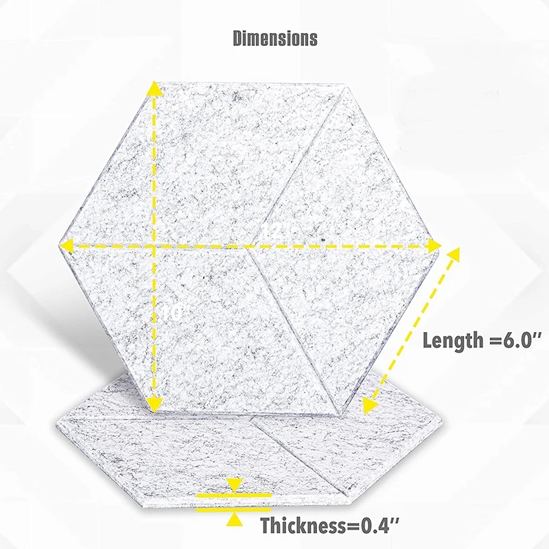 

12 шт. акустическая панель из пеноматериала, шестигранные акустические панели для акустической обработки, плитка со скошенными краями для изоляции басов Echo