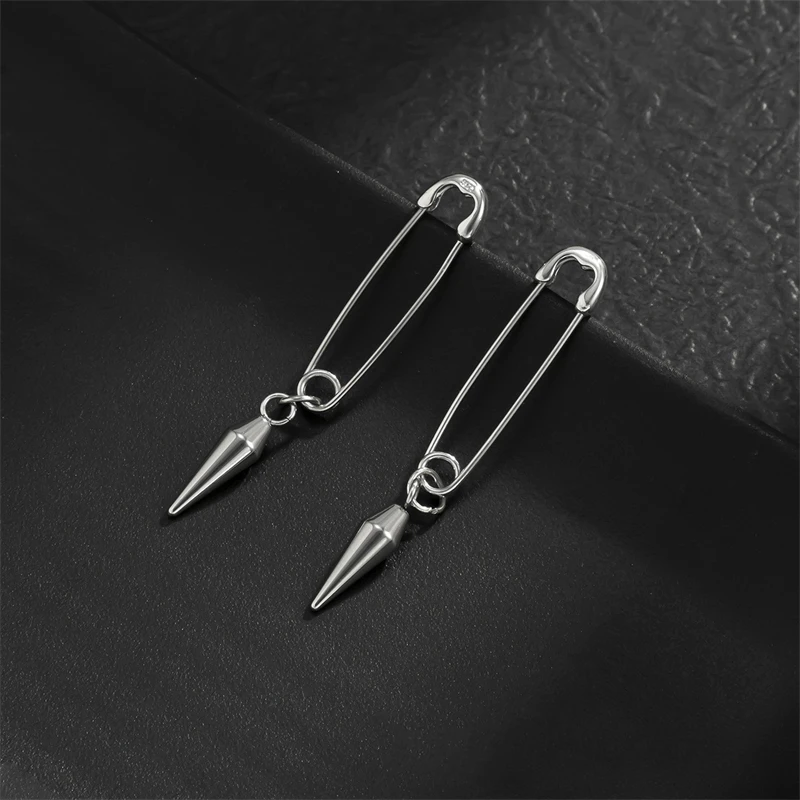 

Creative Design Silver Color Metal Paper Clip Rivet Pendant Stud Earrings Texture Street Ins Style Earrings Men's Gift Jewelry