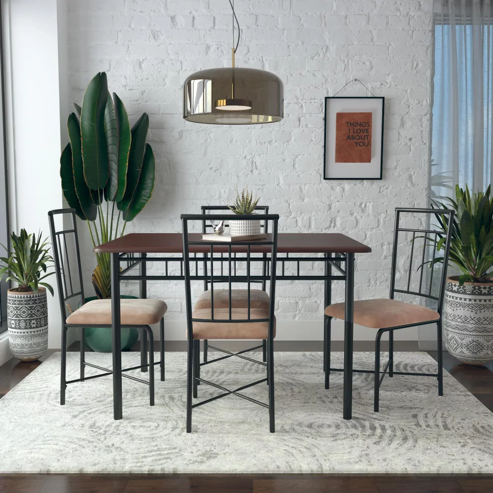 

Mainstays Louise Traditional 5-Piece Wood & Metal Dining Set, Deep Walnut