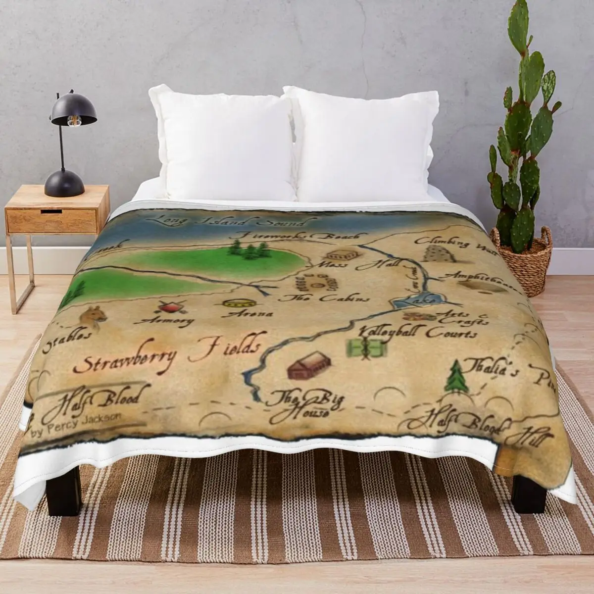 

Camp Half-Blood Map Blankets Fleece Plush Print Breathable Unisex Throw Blanket for Bed Home Couch Travel Cinema