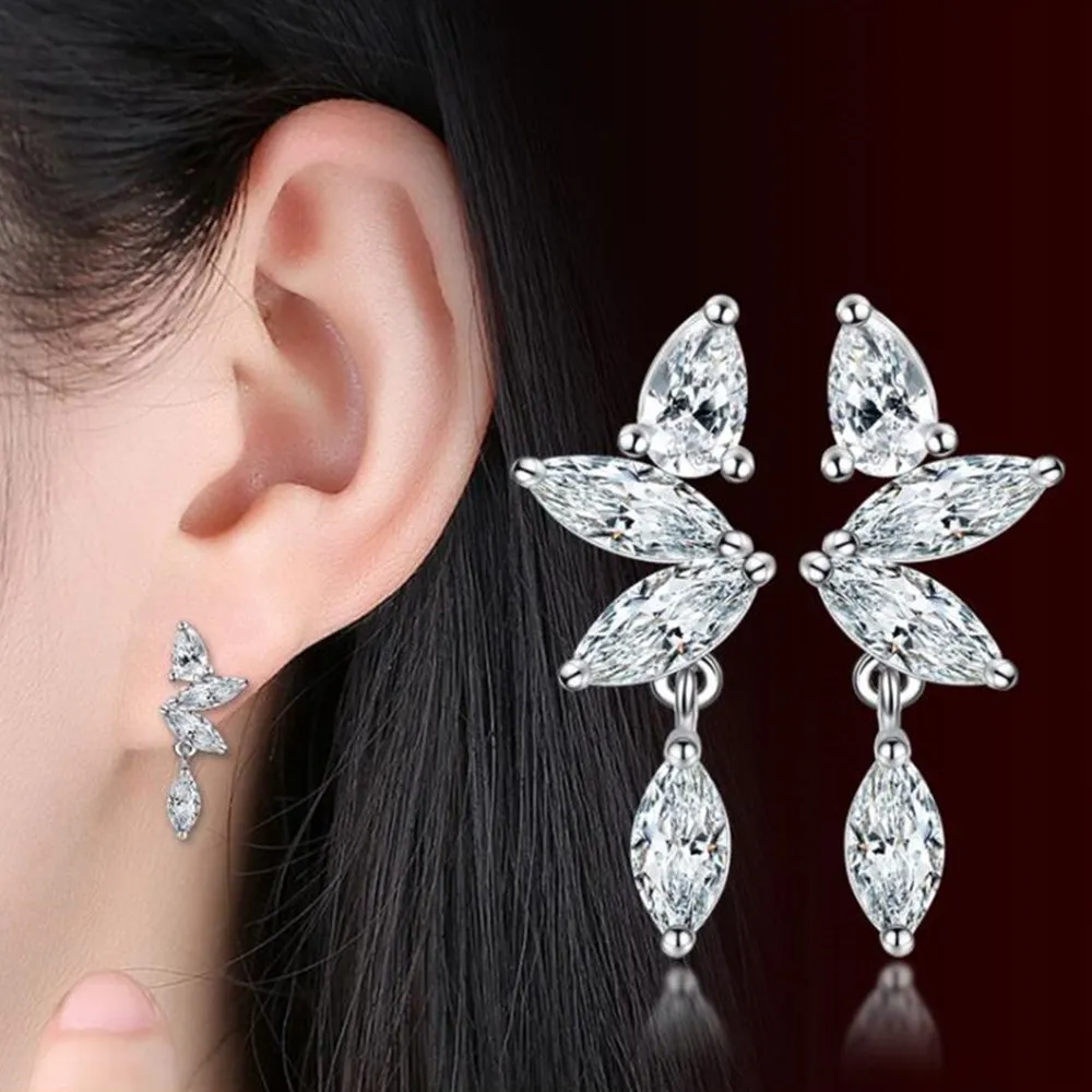 

Wholesale S925 Sterling Silver Trendy Zircon Stud Earrings Trendy Simple Cubic Zirconia Hot Sale Silver Earring Jewelry