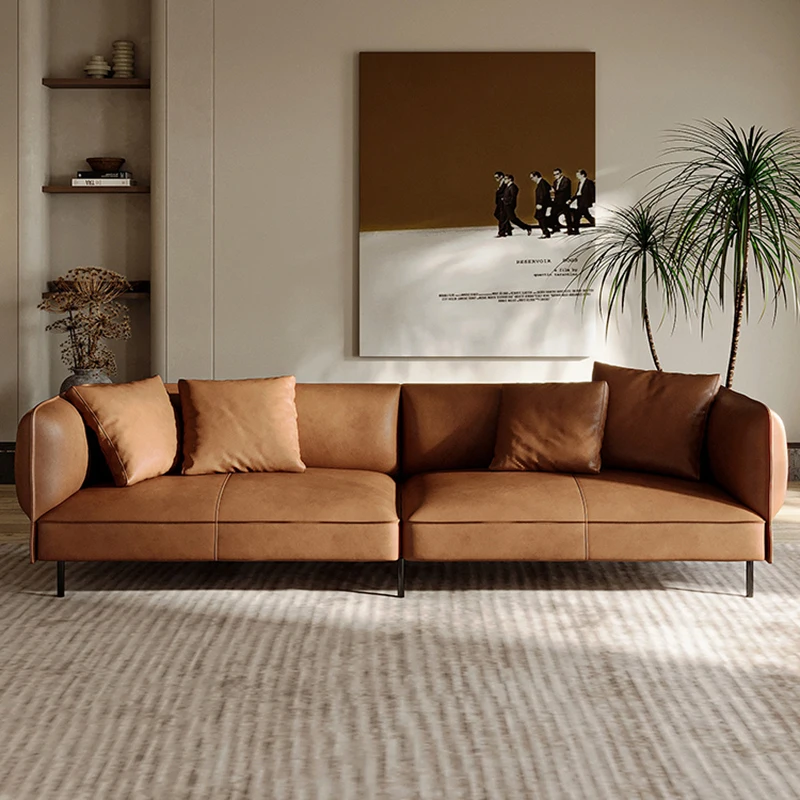 Скандинавские диваны для ленивой гостиной салон кожаный акцент изогнутые