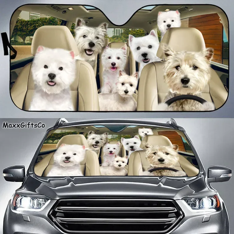 Автомобильный солнцезащитный козырек West Highland White Terrier семейный для собак