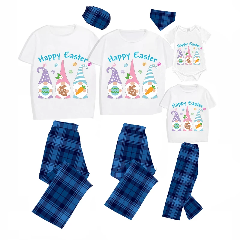Easter Family Matching Pajamas Exclusive Design Happy Easter Gnomies Gray Pajamas Set