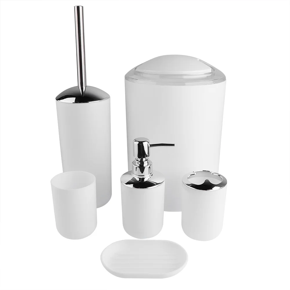 

6pcs/set Bathroom Accessories Set Toothbrush Holder,Trash Can,Soap Dispenser6