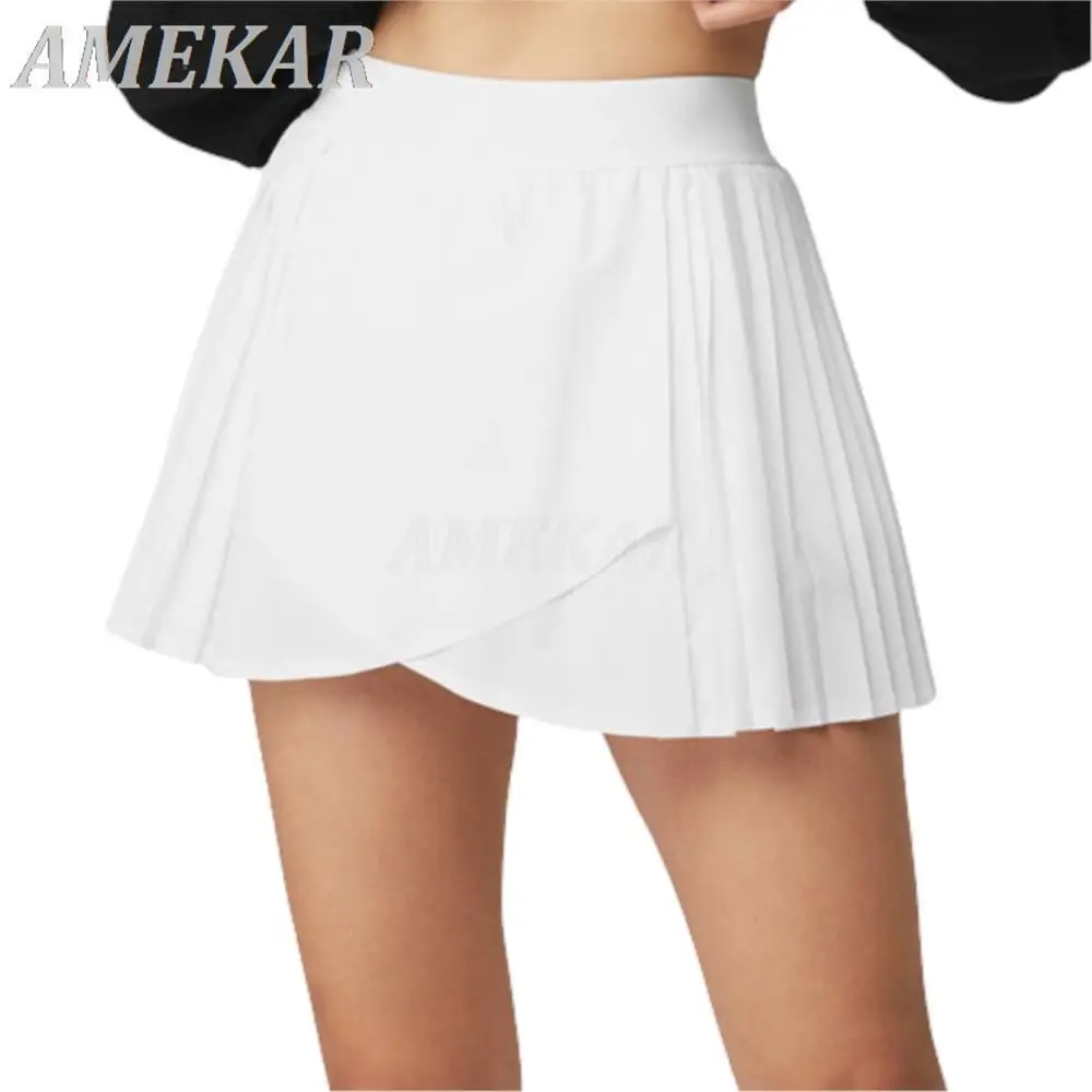 Summer Sport Running Shorts Tennis Skirt For Women Quick Dry Stretch Sports Short Lady Authentic Two Pieces Fitness Gym Shorts