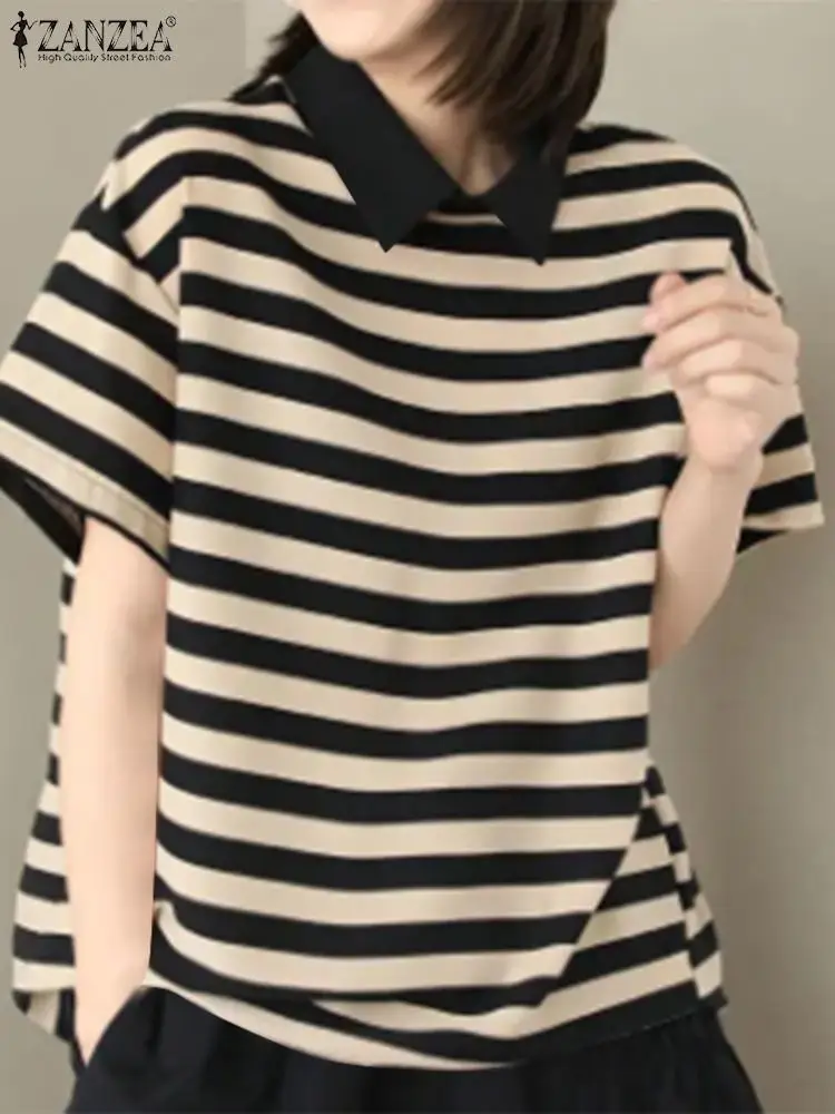 Женские туники с цветными блоками ZANZEA топы для праздника повседневные свободные