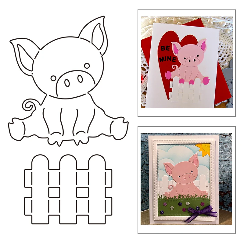 

2021 New Animal Pig Pattern Metal Cutting Dies For Mould Cut Paper Craft Making Greeting Card Fence DIY Scrapbooking No Stamps