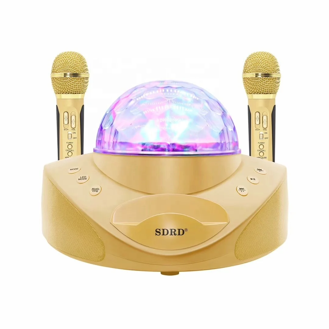 

SD 308 Hifi Stereo Colorful light 2 IN 1Karaoke Speaker Wireless Microphone Super Bass Home Theater KTV SD308 Wireless Speaker