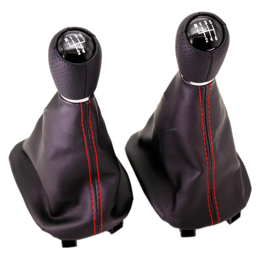 Фото Для Seat Leon 1M1 2002-2006: Ручка переключения передач (5/6 скоростей) с кожаным чехлом из полиуретана, вставка под отверстие 12 мм