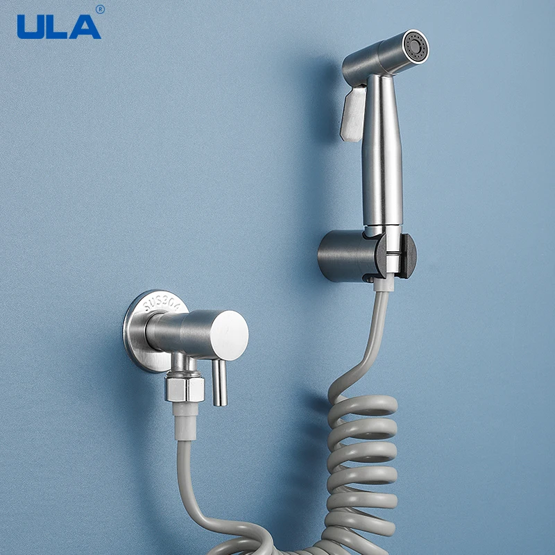 

ULA Single Cold Water Toilet Bidet Faucet Stainless Steel Portable Bidet Sprayer Bathroom Shattaf Valve Jet Set Hygienic Shower