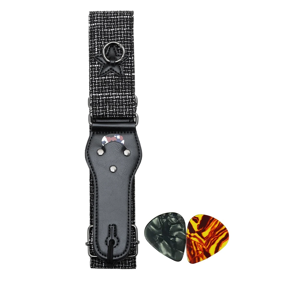 

Гитарный ремешок, хлопковые гитарные ремни с карманом для подбора и кожаными концами для басов, электроакустики, с 2 гитарными медиаторами, B