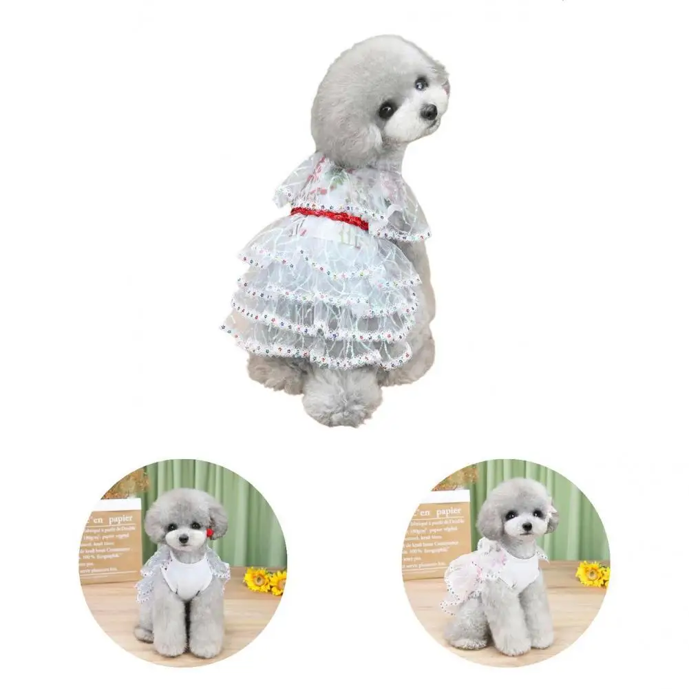

Cozy Summer Dog Dress Super Thin Washable Puppy Lace Skirt Pet T-shirt Pet Dress Puppy Clothes