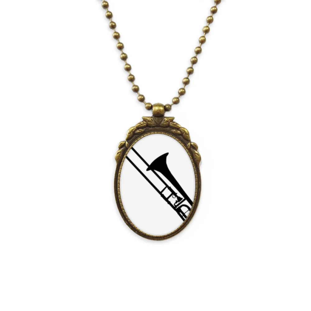 

Trombone Classical Music Instrument Pattern Antique Necklace Vintage Bead Pendant Keychain