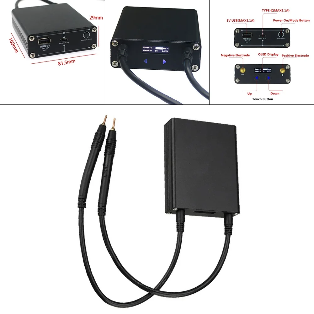 

Digital Handheld Spot Welder Welding Pen 18650 Touch Welder USB Type C Cable Nickel Plated Steel Belt 0.91'' OLED Screen 20gears