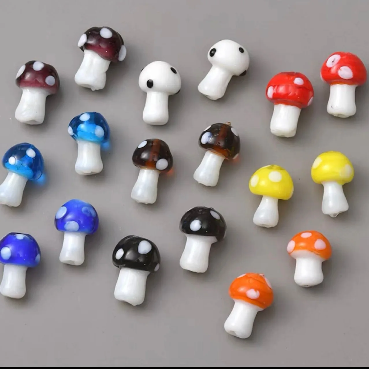 

10pcs/Lot 16x12mm Lampwork Glass Mushroom Beads Colourful Loose Beads For Jewelry Making DIY Necklace Bracelet Accessories