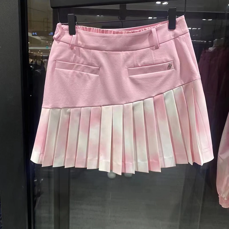 

2022 New Irregular Pink Short Skirt Golf Clothing Ladies Skirt Fashion Sports Outdoor Pleated Skirt 골프 스커트
