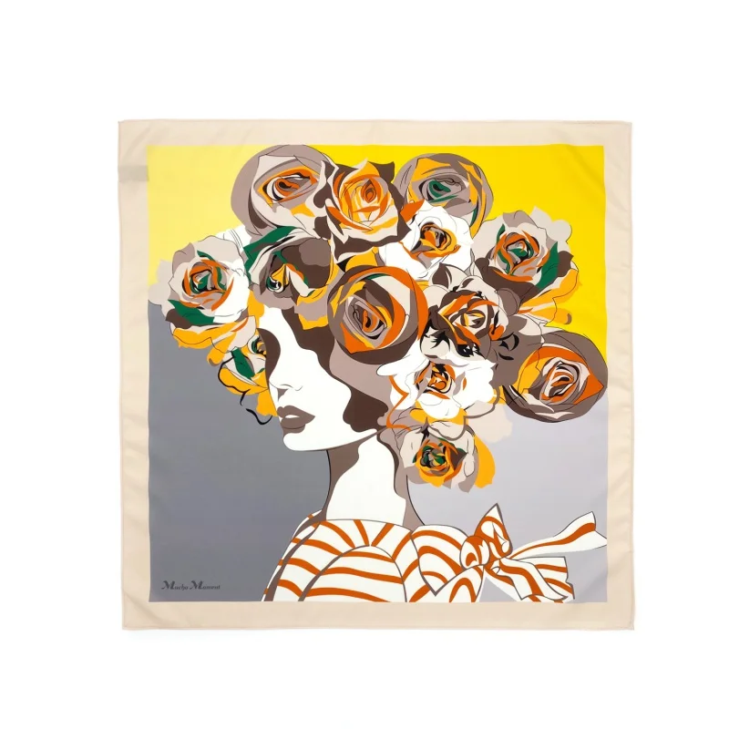 

Новое поступление маленький шарф Роза женщина один цветок два цвета шелковый шарф модный профессиональный искусственный шелк маленькое квадратное полотенце