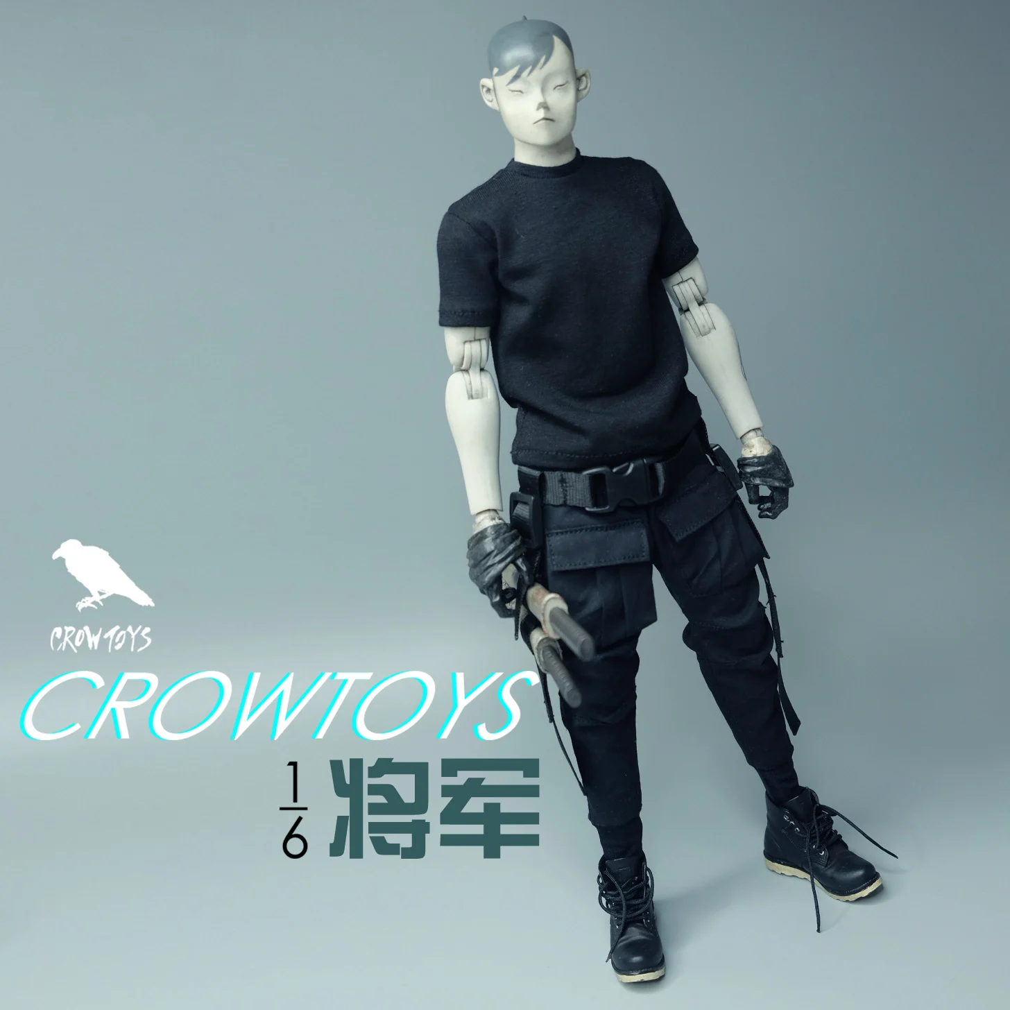 

1/6 CROWDHTOYS male clothes black T shirt black pants fit 12 inches action body model