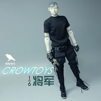 crow dh toys 16 male clothes black t shirt black pants fit 12 inches action body model