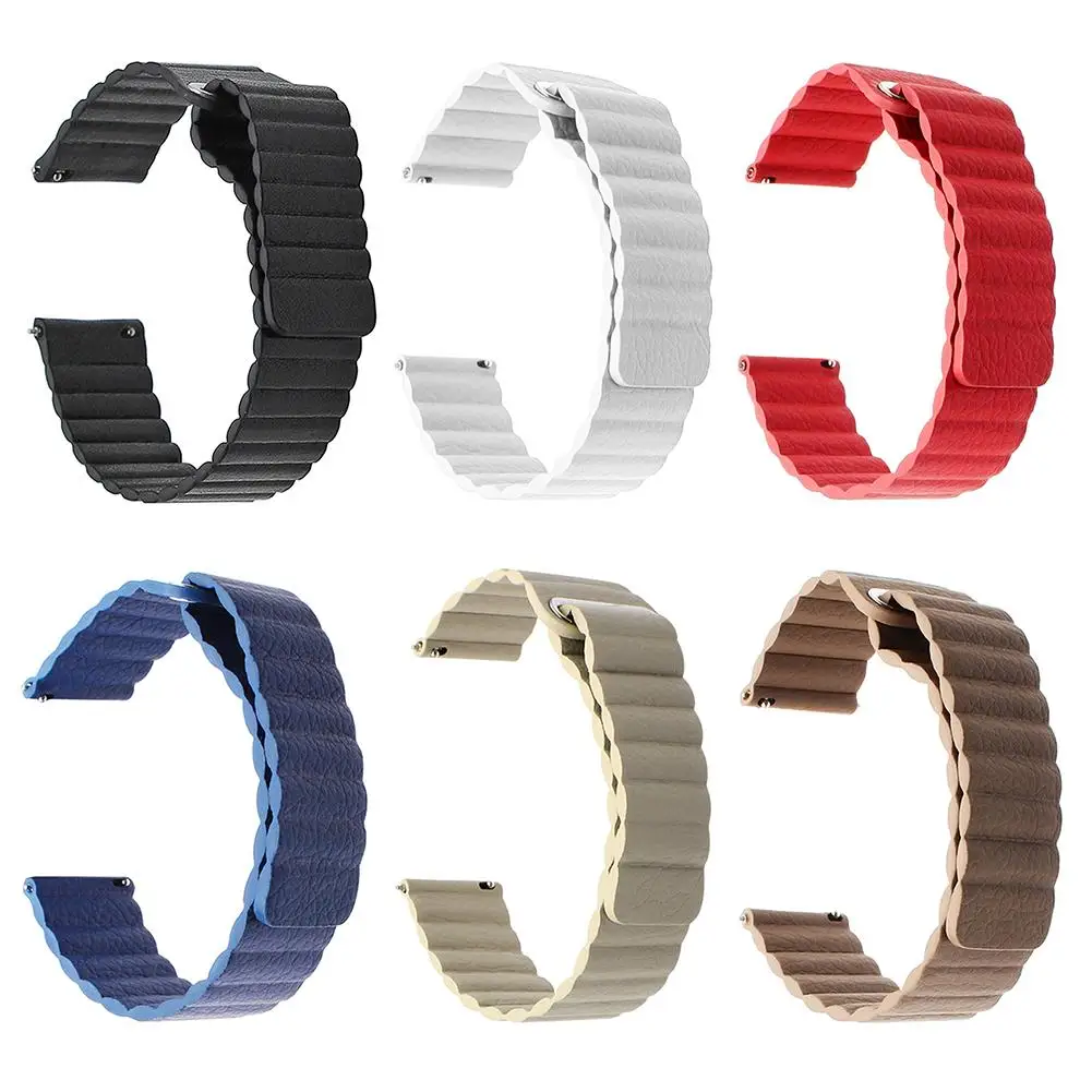 

20mm Leather Watch Strap with Magnetic Buckle Universal Wristband Replacement for Samsung GearS2 Galaxy Watch Active2