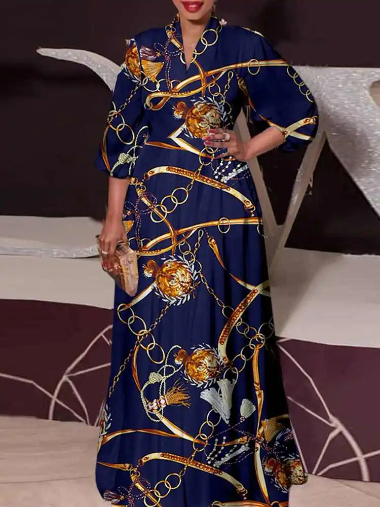 

Винтажный богемный сарафан VONDA 2022 вечерние цветочным принтом, Женский мешковатый халат с длинным рукавом, уличное платье, женское платье ма...