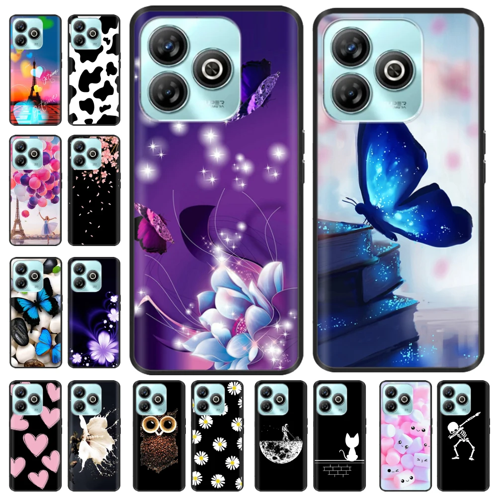 Чехол для ZTE Blade A75 4G женский роскошный черный силиконовый мягкий чехол из ТПУ