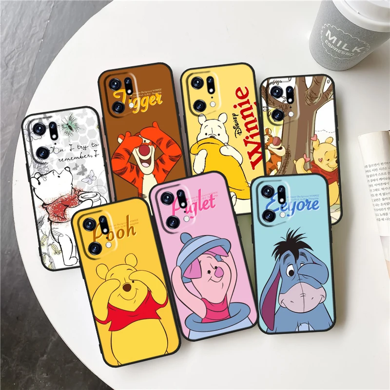 

Winnie The Pooh Friend For OPPO Find X5 X3 X2 Neo Lite Reno 9 8 7 7Z 7SE 6 5 Pro 4G 5G Silicone Black Phone Case