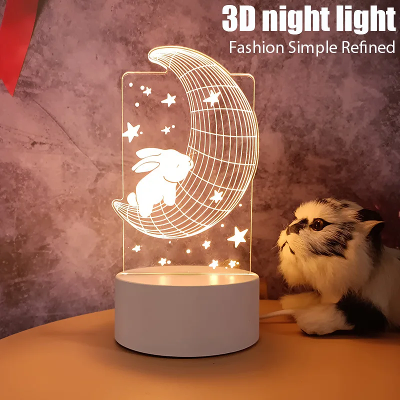 

Светодиодный ночсветильник 3d, украшение для спальни, акриловый детский ночник, настольная лампа, декор для дня рождения, прикроватная лампа...