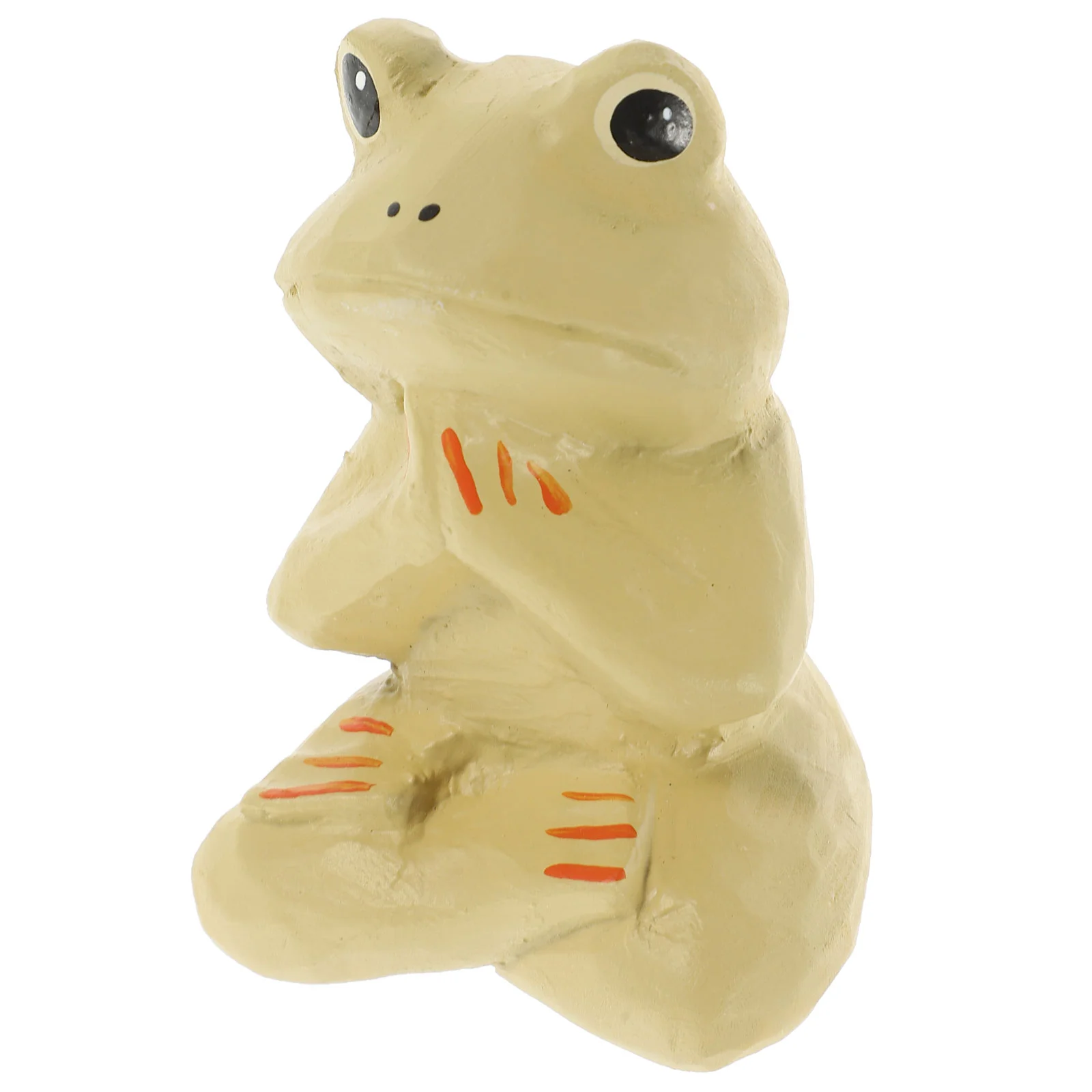 

Wood Frog Figurine Decor Creative Craft Desktop Wood Frog Sculpture Statue for Home Office Desk