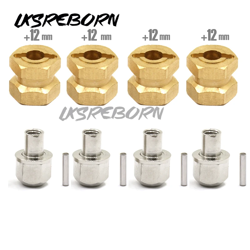 4pcs +12mm 15mm 17mm Brass Hex Wheel Widener Adapter Set for 1/10 RC Crawler Axial SCX10 Wraith RR10 Tundra Tamiya E747 images - 6
