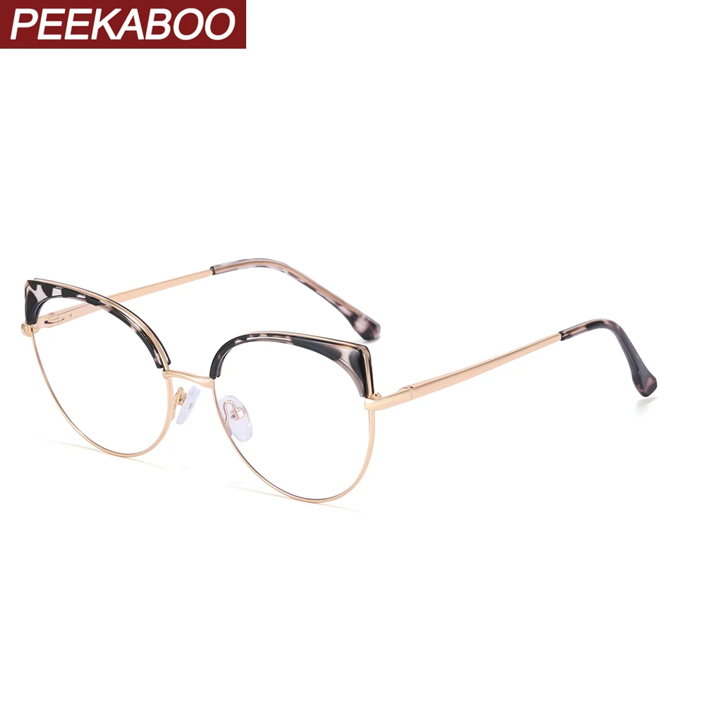 

Модные женские очки Peekaboo в Корейском стиле с прозрачными линзами, с защитой от сисветильник света, женские розовые очки с золотистым металл...