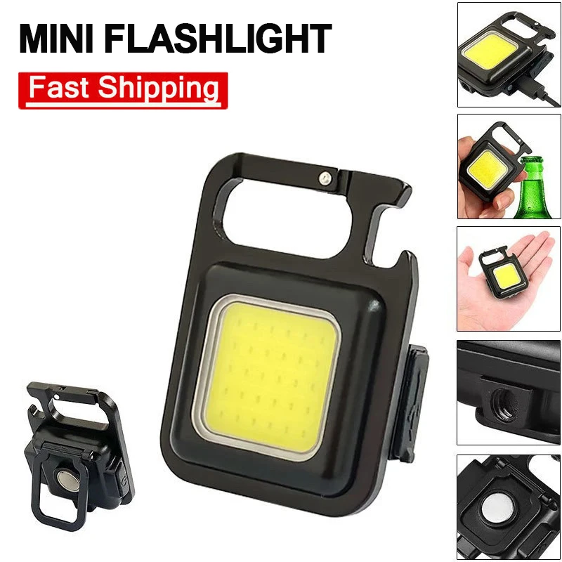 

Mini COB LED Flashlight Keychain Light Multifunctional Portable Rechargeable Lamp Emergency Lights Outdoor Work Camping Lantern